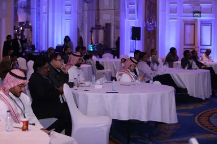 Gala dinner with atmospheric violet lighting