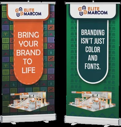 Branded roll-up banners produced for a live campaign