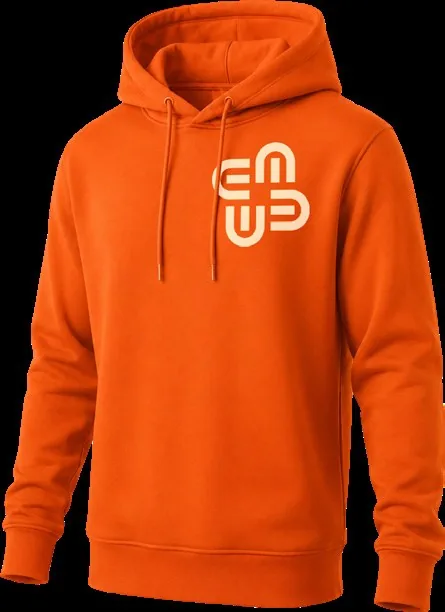 Orange hoodie with embroidered brand mark