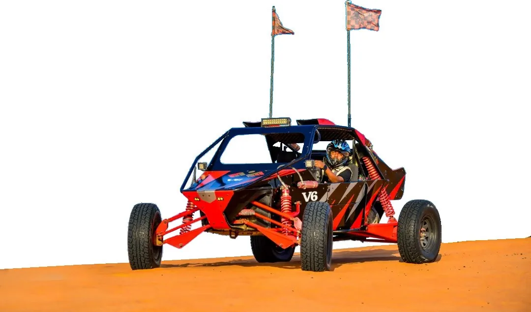 Off-road buggy staged on desert sand for a brand experience